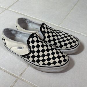 Vans Black and White Checkerboard Slip-Ons Women’s Size 9